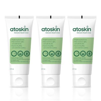 Atoskin Intensive Hand Cream (3 Pack)  Deep Moisturizing & Soothing for Dry, Rough, Cracked Hands  Non-Corticoid Formula (6.36 oz)