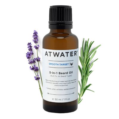 ATWATER Smooth Target 5-in-1 Beard Oil, Men's Beard Conditioner with Argan Oil and Lavender, Hydrates and Softens Facial Hair - 1 oz
