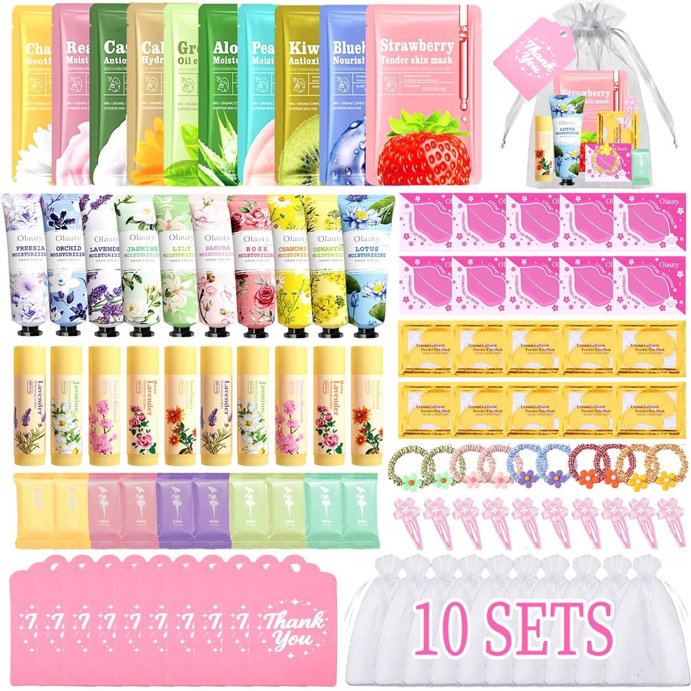 100 PCS Spa Skincare Set for Women,Spa Party Favors Supplies Include Face Masks,Eye Mask,Lip Balm,Hand Cream,Lip Mask,Bulk Gifts,Valentines Day Gifts For Her,Skincare