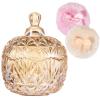 3-Piece Amber Glass Powder Puff Container Set With Crown Lid, Large Puff For Powder Application view 4