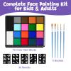 Face Painting Kit for Kids, 18 Colors Water Activated Face Paint with Brushes & Stencils, Non-Toxic Halloween Makeup Kit, Professional Face Body Paint for Halloween, Parties, Carnival, School Events view 2