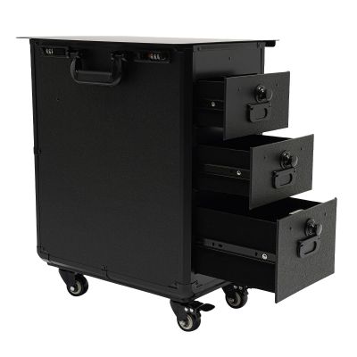 44lbs Rolling Makeup Case, Rolling Cosmetic Organizer with 3 Drawers & Adjustable Tripod, Heavy Duty Manganese Steel Cosmetic Organizer for Hairstylists & Makeup (Metal plate)