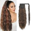 tonebesift Long Corn Wave Ponytail Extension 22inch Clip in Curly Wavy Pony Tail Wrap Around Hairpieces for Women(Black Brown Mixed Light Auburn #8H37) view 1