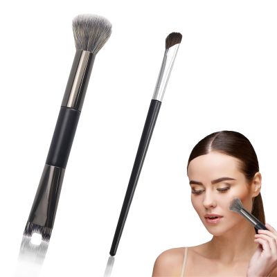 2 Pcs Nose Contour Brushes, 2-in-1 U-shaped Fluffy brush Dual-End Angled Nose Brushes Set Practical Makeup Tools for Nose Sculpting and Definin (Black)