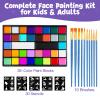 Face Painting Kit for Kids, 36 Colors Water Activated Face Paint with Brushes & Stencils, Non-Toxic Halloween Makeup Kit, Professional Face Body Paint for Halloween, Parties, Carnival, School Events view 2