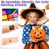 Face Painting Kit for Kids, 36 Colors Water Activated Face Paint with Brushes & Stencils, Non-Toxic Halloween Makeup Kit, Professional Face Body Paint for Halloween, Parties, Carnival, School Events view 4