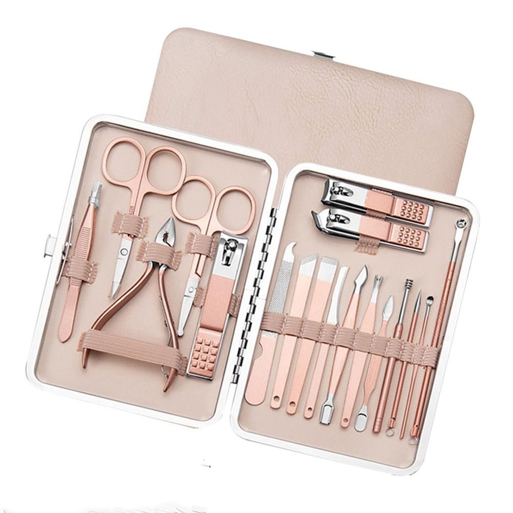 7/10/12/18/19Pcs Manicure Set - Stainless Steel Pedicure Set | Portable Professional Kit Tools for Home & Salon Travel Use,MGJ,18Pcs