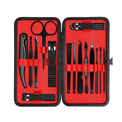 15pcs Professional Nail Clippers Kit - Stainless Steel Manicure Set | Complete Grooming Tools for Home & Salon Travel Use,Black