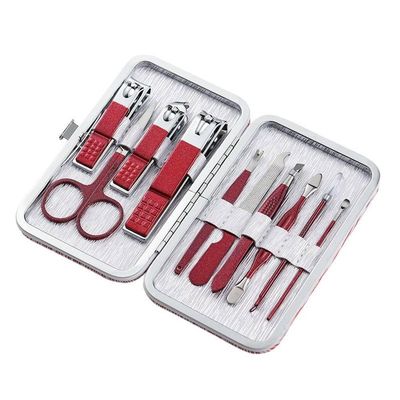 10 Pcs Stainless Steel Pedicure Set | Portable Professional Kit Tools for Home & Salon Travel Use,red