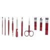 10 Pcs Stainless Steel Pedicure Set | Portable Professional Kit Tools for Home & Salon Travel Use,red view 3