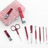 10 Pcs Stainless Steel Pedicure Set | Portable Professional Kit Tools for Home & Salon Travel Use,red view 4