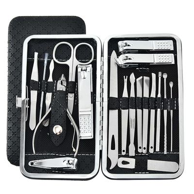 19-in-1 Medical Pedicure Set - Stainless Steel Ingrown Toenail Clippers w/Dead Skin Remover & Inflammation Care Tools | Home Podiatry Kit,19pcs Black