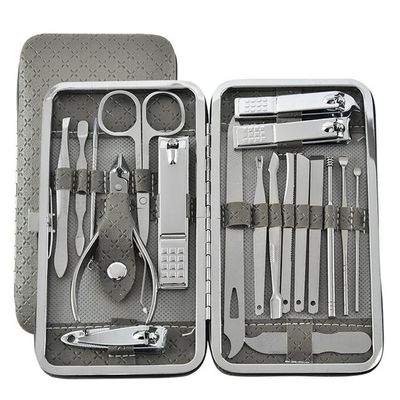 19-Piece Pedicure Kit - Stainless Steel Ingrown Nail Clippers w/Dead Skin Remover | Podiatrist-Recommended Home Care Tools,Gray