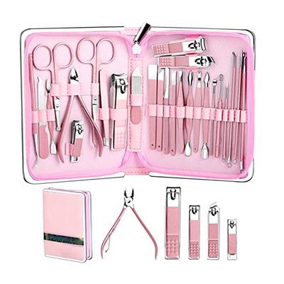 26-Piece Premium Manicure Set - Stainless Steel Pedicure Kit w/Nail Cutter, Cuticle Nipper & Foot Care Tools | Complete Grooming Solution,T1