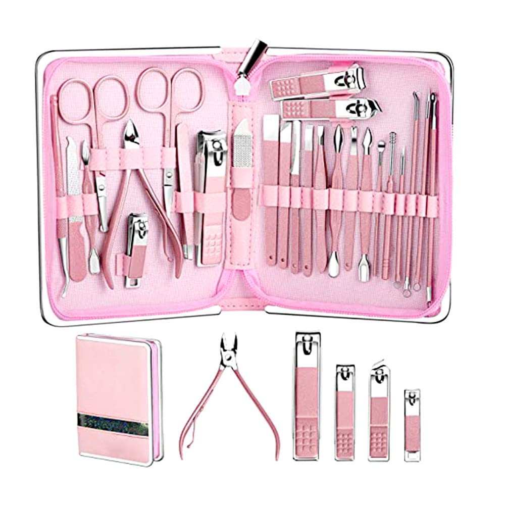 26-Piece Premium Manicure Set - Stainless Steel Pedicure Kit w/Nail Cutter, Cuticle Nipper & Foot Care Tools | Complete Grooming Solution,T1