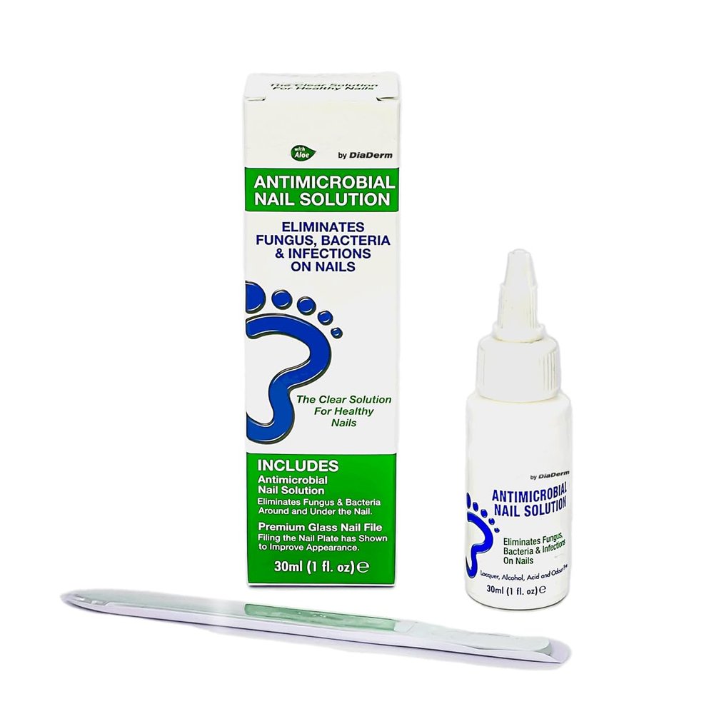 Nail Solution with Glass File, 1 Fl Oz, White made in USA Equipped with premium glass nail file