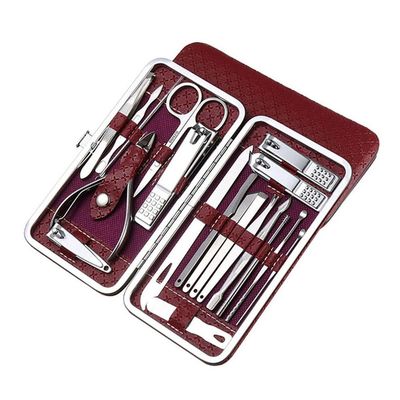 19Pcs Professional Nail Clippers Kit - Stainless Steel Manicure Set | Complete Grooming Tools for Home & Salon Travel Use,red