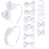 phnydreg Girl White Hair Bow Accessories 14 Pieces Uniform Hair Bows Hair Clips Headband for School Toddler Girls view 1