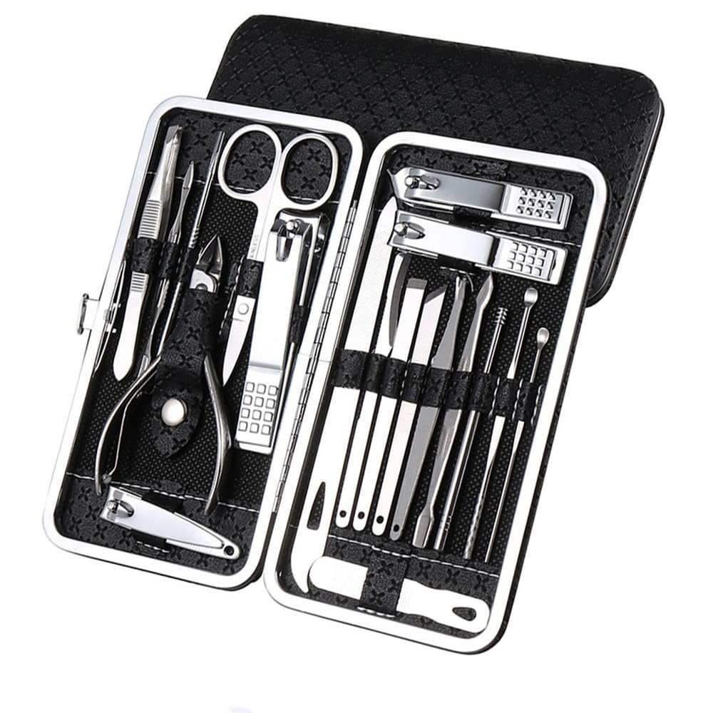 7/10/12/18/19Pcs Manicure Set - Stainless Steel Pedicure Set | Portable Professional Kit Tools for Home & Salon Travel Use,SZW,Black,19Pcs