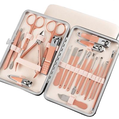 15-in-1 Manicure Kit - Stainless Steel Nail Cutter Set w/Travel Case | Complete Pedicure Tools for Home & Salon Use,21pcs