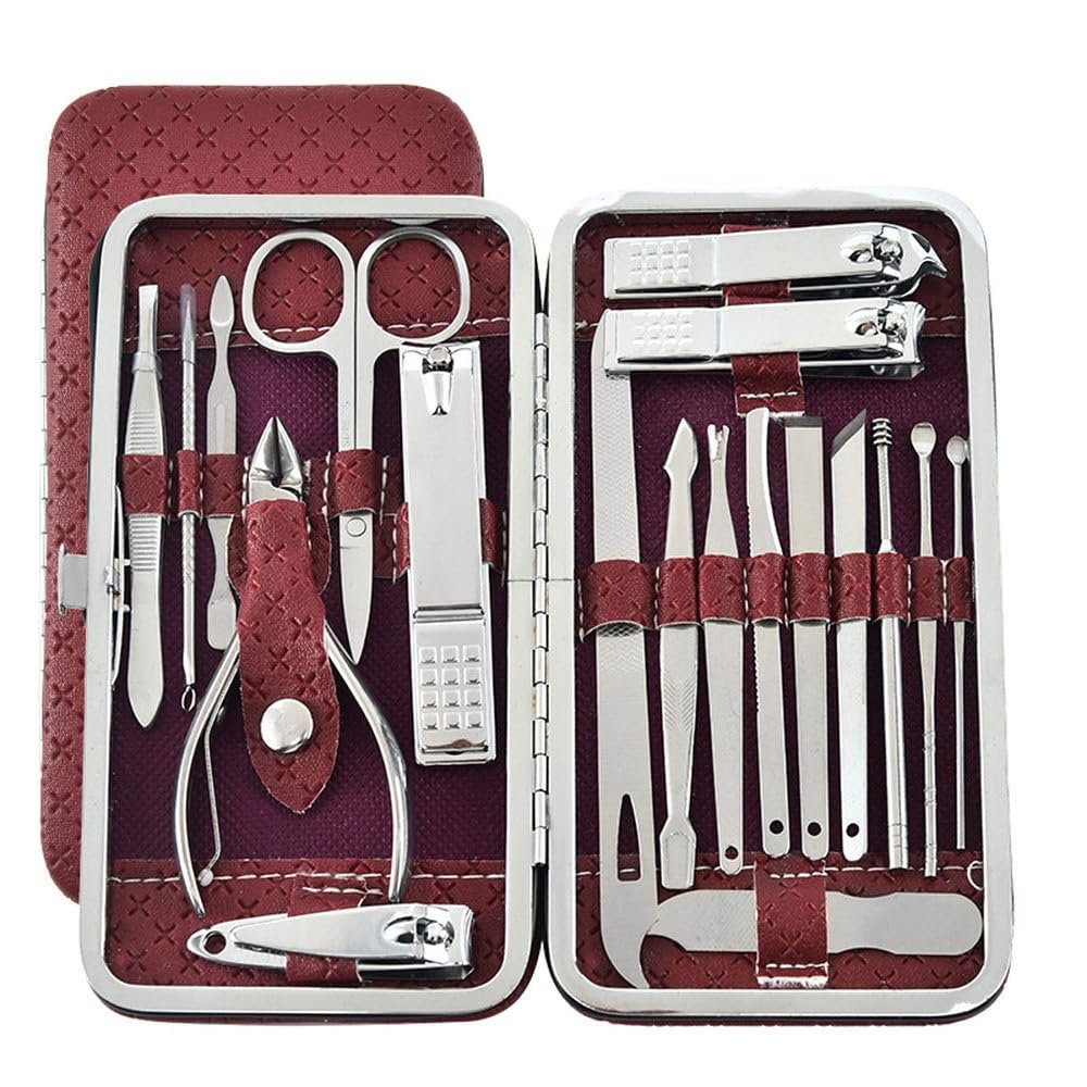 19-in-1 Medical Pedicure Set - Stainless Steel Ingrown Toenail Clippers w/Dead Skin Remover & Inflammation Care Tools | Home Podiatry Kit,19PCS Red