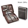 11-26 Pcs Adjustable Nail Care Kit - Stainless Steel Manicure & Pedicure Set w/Dead Skin Scissors,Brown,26pcs view 2
