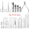 11-26 Pcs Adjustable Nail Care Kit - Stainless Steel Manicure & Pedicure Set w/Dead Skin Scissors,Brown,26pcs view 3