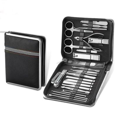 26-Piece Salon-Quality Manicure Set - Stainless Steel Nail Tools w/Cutter, Scissors & Nipper,Black