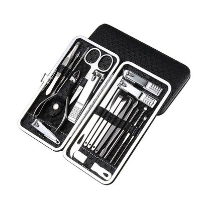19Pcs Professional Nail Clippers Kit - Stainless Steel Pedicure Set | Complete Grooming Tools for Home & Salon Travel Use,Black
