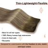 Full Shine Sew In Extensions Real Human Hair Weft Seamless Hair Extensions Color 3/8/22 Olive Brown to Ash Brown Highlight Medium Blonde view 2