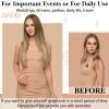 Full Shine Sew In Extensions Real Human Hair Weft Seamless Hair Extensions Color 3/8/22 Olive Brown to Ash Brown Highlight Medium Blonde view 4