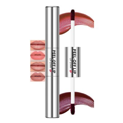 AKARY 2 in 1 Peel Off Lip Gloss Lip Liner, Lightweight Long Lasting Highly Pigmented Matte Non-Drying Non-Stick Cup Lipstain for Daily Lip Makeup (01# Classic Red)