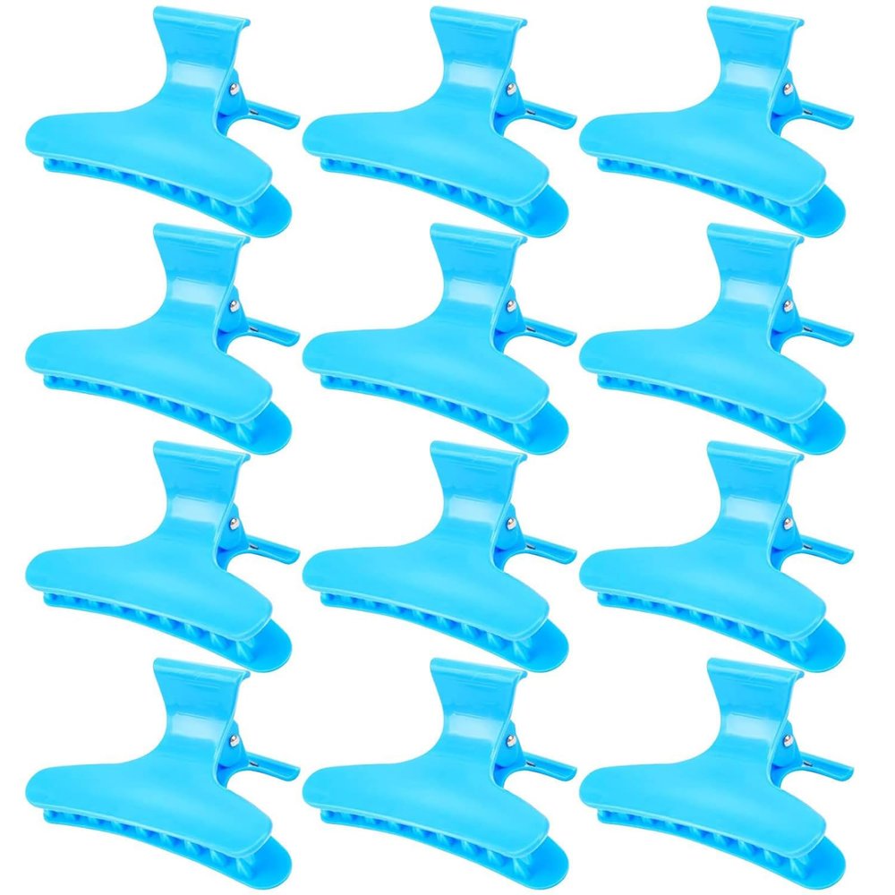 12pcs Butterfly Hair Clips Woman Girl's Hairpins Styling Holding Tools Hair Section Claw Clamps Professional Salon Accessories (blue)