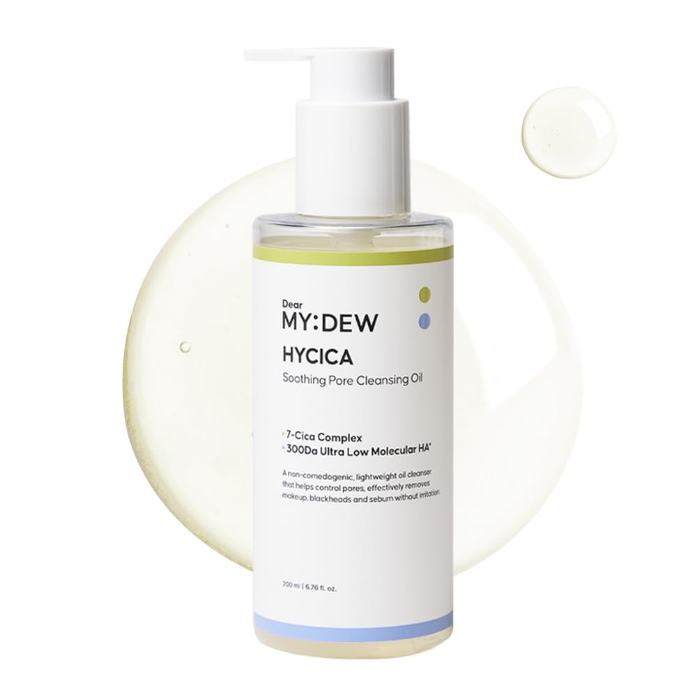 DearMYDEW HYCICA Soothing Pore Cleansing Oil | Non-Comedogenic Makeup Blackhead Remover for Sensitive Skin with 7 CICA & 10 HA, Deep Pore Cleanser, Double Cleansing, Korean Skincare, 6.76 fl oz