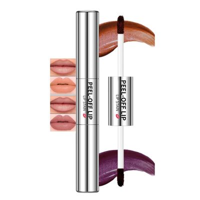 AKARY 2 in 1 Peel Off Lip Gloss Lip Liner, Lightweight Long Lasting Highly Pigmented Matte Non-Drying Non-Stick Cup Lipstain for Daily Lip Makeup (02# Fashion Red)