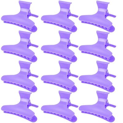12pcs Butterfly Hair Clips Woman Girl's Hairpins Styling Holding Tools Hair Section Claw Clamps Professional Salon Accessories (Purple)