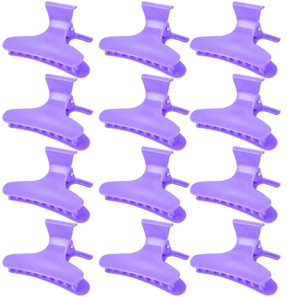 12pcs Butterfly Hair Clips Woman Girl's Hairpins Styling Holding Tools Hair Section Claw Clamps Professional Salon Accessories (Purple)
