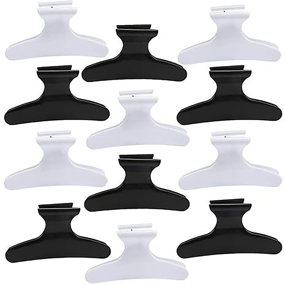 12pcs Butterfly Hair Clips Woman Girl's Hairpins Styling Holding Tools Hair Section Claw Clamps Professional Salon Accessories (Black and white)