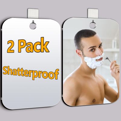 2 Pack Shatterproof Plastic Shower Mirror for Shaving, (Larger 11x7 in) Small Wall Mirror for Camping, Unbreakable Travel Shaving Mirrors for Shower, Outdoor Plastic Mirrors for Shave(Not Fogless)