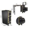 BAOMKONG Portable Manicure Table on Wheels, Rolling Nail Art Desk with LED Mirror, Lockable Drawers, Telescopic Pole, Nail Cart with Folding Manicure Station for Salons (Gold) view 3