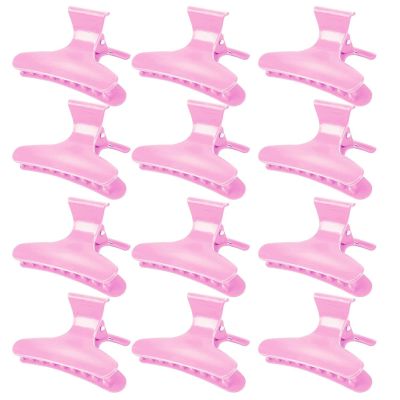 12pcs Butterfly Hair Clips Woman Girl's Hairpins Styling Holding Tools Hair Section Claw Clamps Professional Salon Accessories (pink)