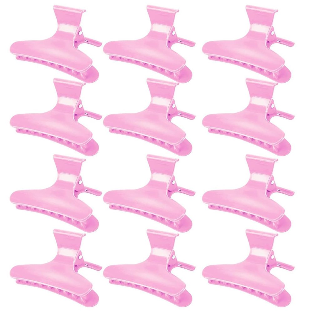 12pcs Butterfly Hair Clips Woman Girl's Hairpins Styling Holding Tools Hair Section Claw Clamps Professional Salon Accessories (pink)