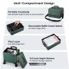 FRENESSA Rolling Makeup Train Case Cosmetology Case on Wheels 5 in 1 Makeup Case with Lid Rolling Large Make Up Organizer for Artist Barber Salon Nail Teach Kits Professional Cosmetic Box Green view 2