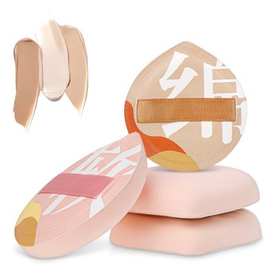 4 Pcs Foundation Sponge, Korean Makeup Sponge Puff for Foundation, Teardrop Make up Cushion Puff for Concealer, Powder and Setting, Extra Soft Makeup Powder Puff-Thickened(4mm)-No Absorption