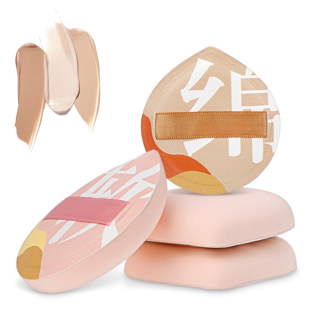 4 Pcs Foundation Sponge, Korean Makeup Sponge Puff for Foundation, Teardrop Make up Cushion Puff for Concealer, Powder and Setting, Extra Soft Makeup Powder Puff-Thickened(4mm)-No Absorption
