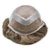 SINGA HAIR Fine Mono Toupee for Men Hairpiece Real Human Hair Lace Front Mens Toupee Hair Replacement System for Men Hairpieces Bleached Knot #6 Light Brown 8X10 120% Density view 2