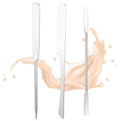 3Pcs Foundation Spatula, Stainless Steel Makeup Spatula for Foundation, Tiny Cosmetic Mixing Tool Even Application for Face Cream Easy to Clean Ideal for Women