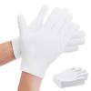 6Pairs White Cotton Gloves for Eczema Dry Hands Sleeping, Moisturizing Gloves Overnight Premium White Glove for Women & Men Eczema Lotion Coin Jewelry Silver Serving Inspection view 1
