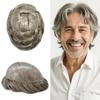 ApexToupees Hair System for Men Hairpiece Human Hair Mens Toupee 0.10mm Poly Skin Hair Replacement Systems for Men Protesis Capilar 7X9-120% density #660-6 Light Brown+60% Grey view 1