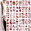 40 Sheets Scary-Realistic Fake Tattoos for Adults - Horror-Themed Custom Temporary Tattoos With Bloody Effects - Easy Face & Body Art for Halloween & Cosplay view 1